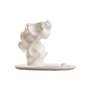 中式禅意羊脂玉瓷香插太湖石手工线香器日式香插茶道桌面摆件饰品