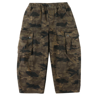 男童迷彩加绒加厚裤子秋冬款2025新款中大童冬装男孩冬季工装休闲