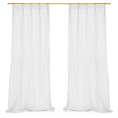 100%纯亚麻窗帘纯白色网红民宿