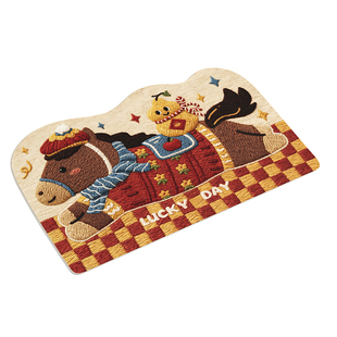 小马蒂奇浴室地垫马年新年红色喜庆氛围浴室厕所门口吸水防滑脚垫