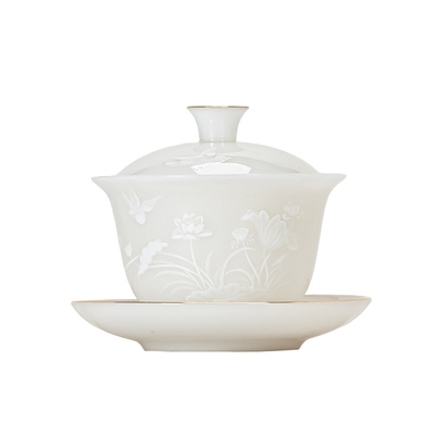 璞玉三才盖碗茶杯家用