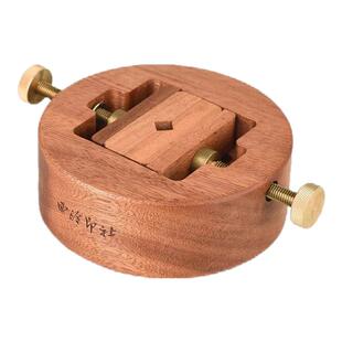 西泠印社圆形花梨木印床360度旋转刻床实木夹具金石印章刻章固定