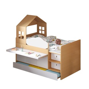 考拉森林多功能储物半高床儿童床小户型带抽床上床下柜组合带书桌