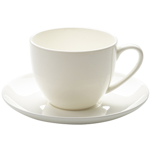 纯白色骨瓷简约咖啡杯碟套装卡布奇诺陶瓷下午茶杯子定制logo文字