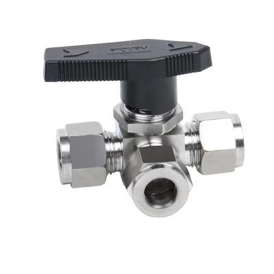 304/316不锈钢水平卡套三通球阀