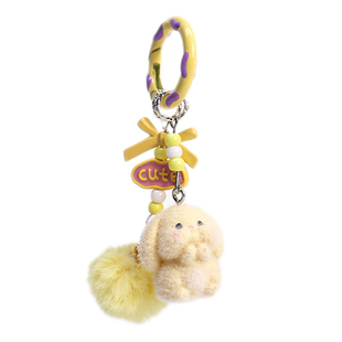 Mini植绒小兔子钥匙扣挂件小动物车钥匙玩偶包包挂饰ins闺蜜礼物