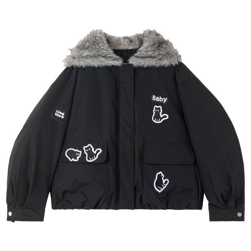 KEIKO三防狐狸毛连帽冬季棉服