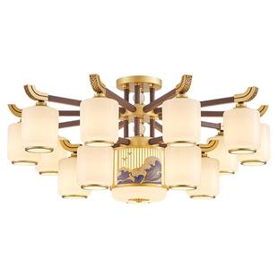 新中式客厅吊灯可换灯泡带风扇餐厅灯2025新款中国风禅意大厅主灯