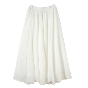 醉春烟 春夏大摆双层半身长裙仙女沙滩高腰飘逸百搭渡假雪纺舞蹈