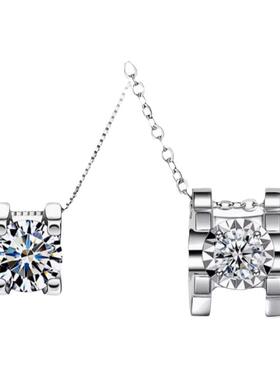 进口莫桑石四爪牛头项链镀锁骨链