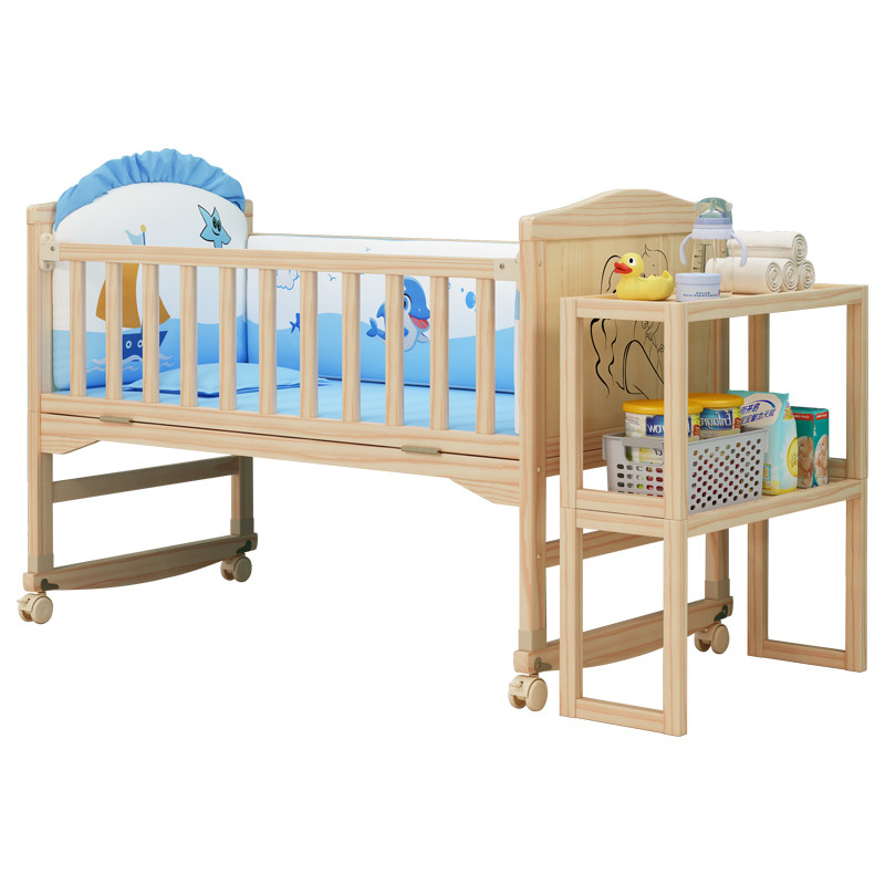 睿宝婴儿床可移动多功能宝宝bb床新生儿摇篮小床实木儿童拼接大床