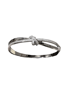 双轨交织镶钻钛钢手镯女时尚百搭