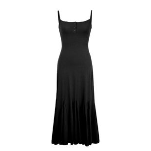 alex stevens黑色设计感气质针织连衣裙女夏修身显瘦季鱼尾吊带裙