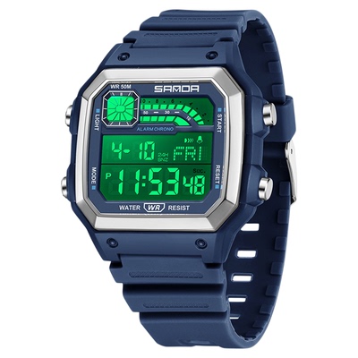 SANDA时尚创意数字显示手表男士
