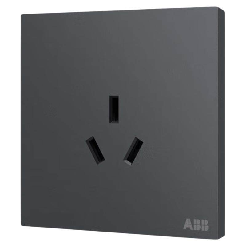 ABB盈致开关插座面板灰色墙壁超薄暗装单双控五孔三孔16a插座空调
