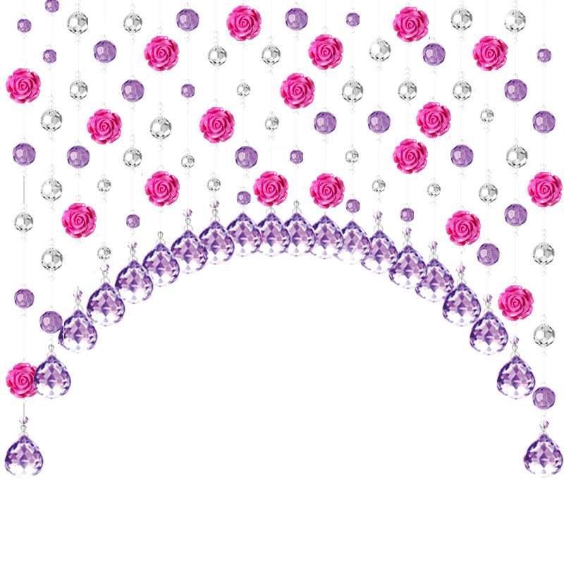 穆尼娇水晶珠帘客厅珠子门帘隔断玄关鞋柜新品结婚帘子玫瑰花挂帘