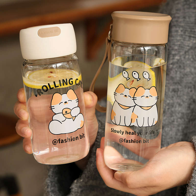 高硼硅玻璃杯可爱带盖单层150毫升小巧迷你水杯女便携耐高温水瓶