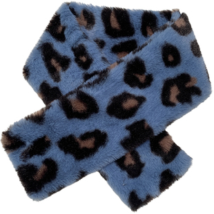2025周给给秋冬蓝调豹纹毛绒围巾仿皮草保暖围脖韩系百搭柔软韩版