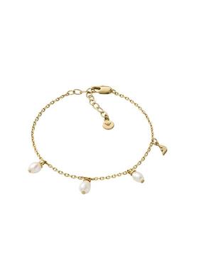 阿玛尼女士珍珠串联复古金色手链