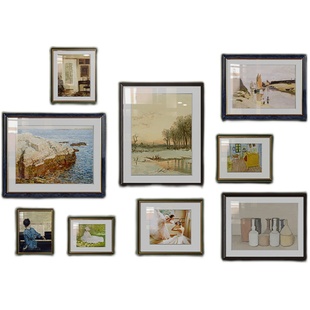 世界名画装饰画梵高油画复式楼梯墙面壁画法式软装美式照片墙挂画