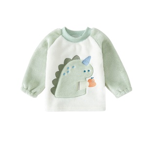 儿童家居服上衣单件男童睡衣珊瑚绒加绒加厚冬季宝宝法兰绒保暖款