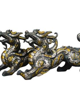 错金银青铜器貔貅摆件复古工艺品
