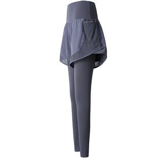 岚纹健身裤女假两件跑步运动裤速干紧身训练显瘦瑜伽长裤秋冬新款