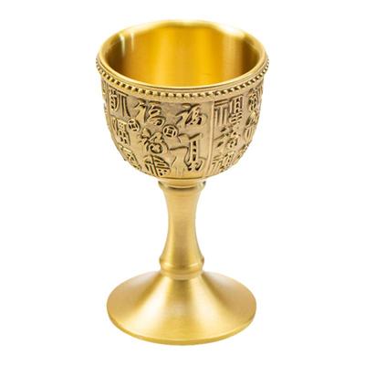 黄铜简约供台小酒杯百福高脚酒杯