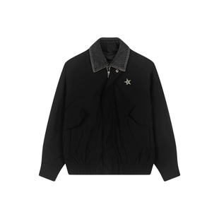 bosie伯喜2025年秋季新款巴恩风夹克男女同款撞色翻领宽松外套潮