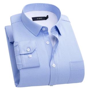 【加绒加厚】杉杉保暖衬衫男长袖休闲商务秋冬爸爸中老年条纹衬衣