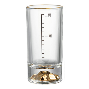 创意水晶金山二两白酒杯轻奢高档家用高级感分酒器金箔一两杯套装