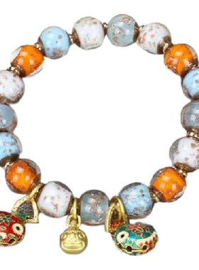 北京景区同款香灰琉璃手串复古