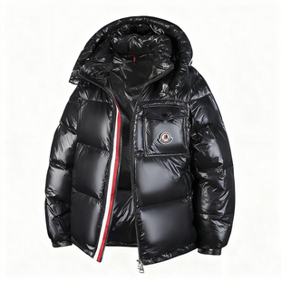 羽绒服轻奢彩虹亮面可拆卸连帽羽绒服男女同款加厚防风情侣外套潮