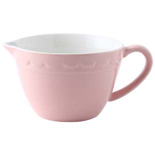 带嘴陶瓷打蛋碗引流把手小号家用烘培尖嘴碗蒸蛋搅拌碗打蛋杯红色