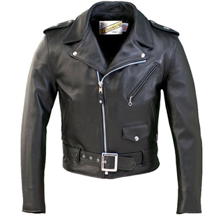 美产Schott NYC 613肖特经典斜拉链机车外套修身阉牛皮夹克皮衣男