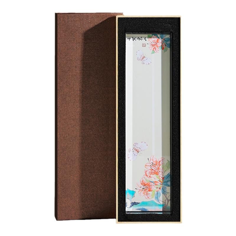创意水晶玻璃镇纸压书神器镇尺书法装饰摆件压纸石昙花和柿文房四宝压尺镇纸尺毛笔初学者定制新中式毛笔挂架