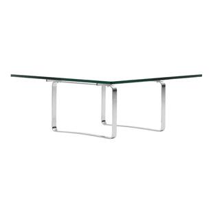 意式极简玻璃茶几Hans Wegner ch108 设计师不锈钢咖啡桌客厅矮桌