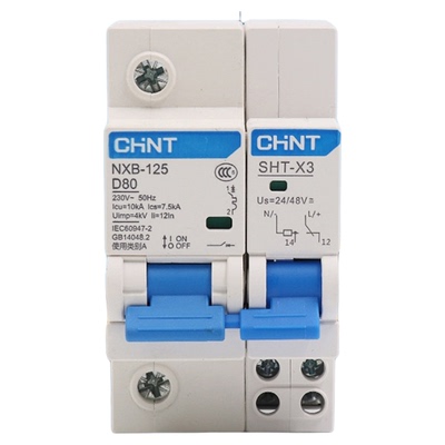 正泰小型断路器NXB-125 SHT-X3空开AC220V DC24V分励消防脱扣器48