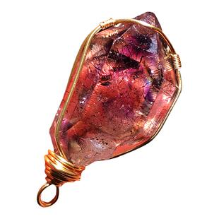 ZX天然超七原石紫发草莓晶骸骨骨干水胆彩虹原矿绕丝吊坠情侣同款