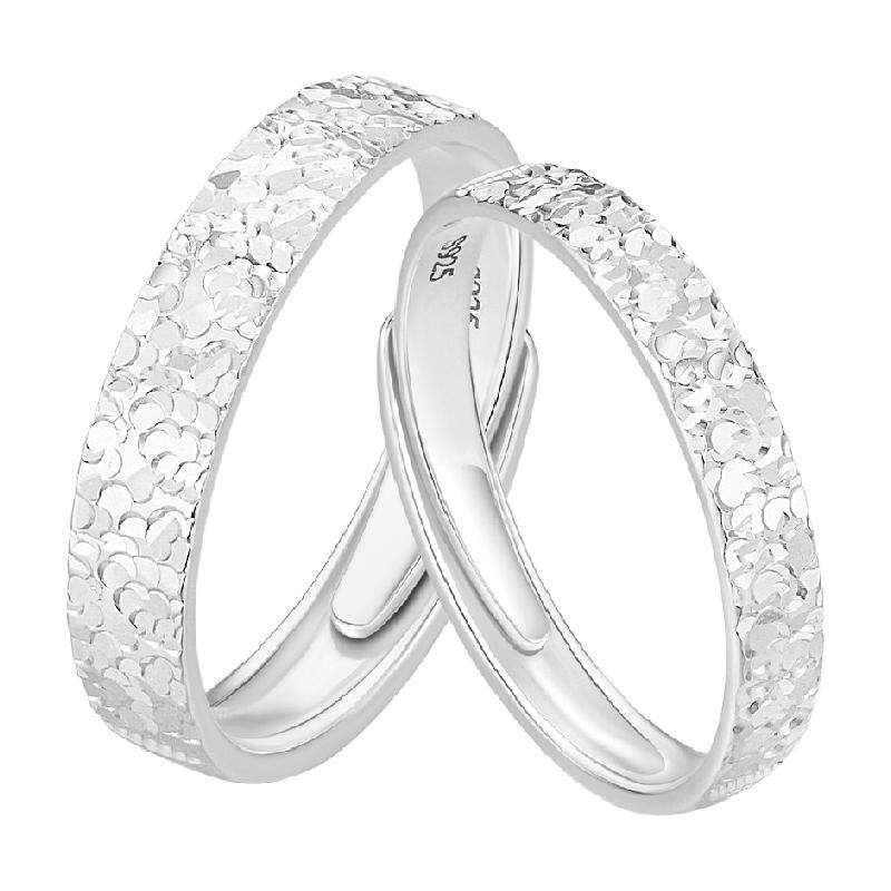 中国黄金珍尚银碎冰冰情侣对戒纯银戒指告白生日礼物送女朋友S925