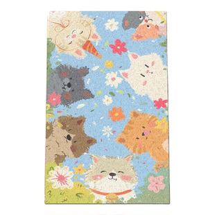 PoPo连盏入户门地垫可爱狗狗竖版可定制丝圈地毯防滑蹭灰玄关脚垫