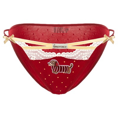 少女本命年红色蕾丝高叉开内裤