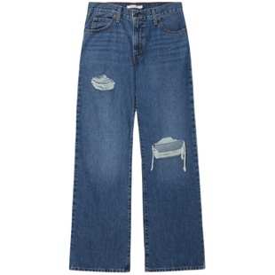 Levi's李维斯女士BAGGY美式怀旧复古宽松休闲经典破洞蓝色牛仔裤