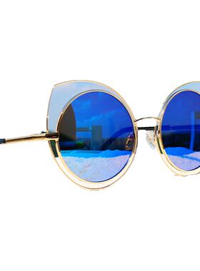 海外代购圆镜猫眼金丝蝴蝶双框