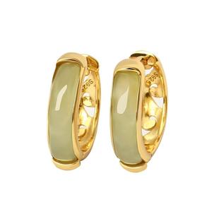 宫里上新耳扣耳环女款纯银和田玉石耳钉耳饰送妈妈生日妇女节礼物