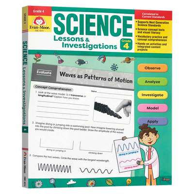 科学研究探索系列练习册 四年级 英文原版 Evan-Moor Science Lessons and Investigations Grade 4 TE 美国加州英语教辅evanmoor