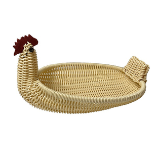 柳条编织箩筐竹篮子藤编竹筐摆件收纳筐动物鸡蛋手工托盘创意餐具