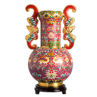 张向东大师景泰蓝花瓶18寸福禄平安尊手工铜胎掐丝珐琅瓶客厅摆件