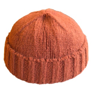 日系秋冬保暖针织瓜皮帽女时尚简约毛线帽青年纯色雅痞地主帽子