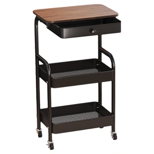 中古风小推车置物架落地零食收纳架客厅沙发边几茶几床头柜储物架